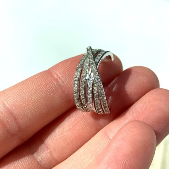 NEW~ Anthropologie Shashi Roux Silver & CZ Multi-Band Stud Earrings - Picture 9 of 11